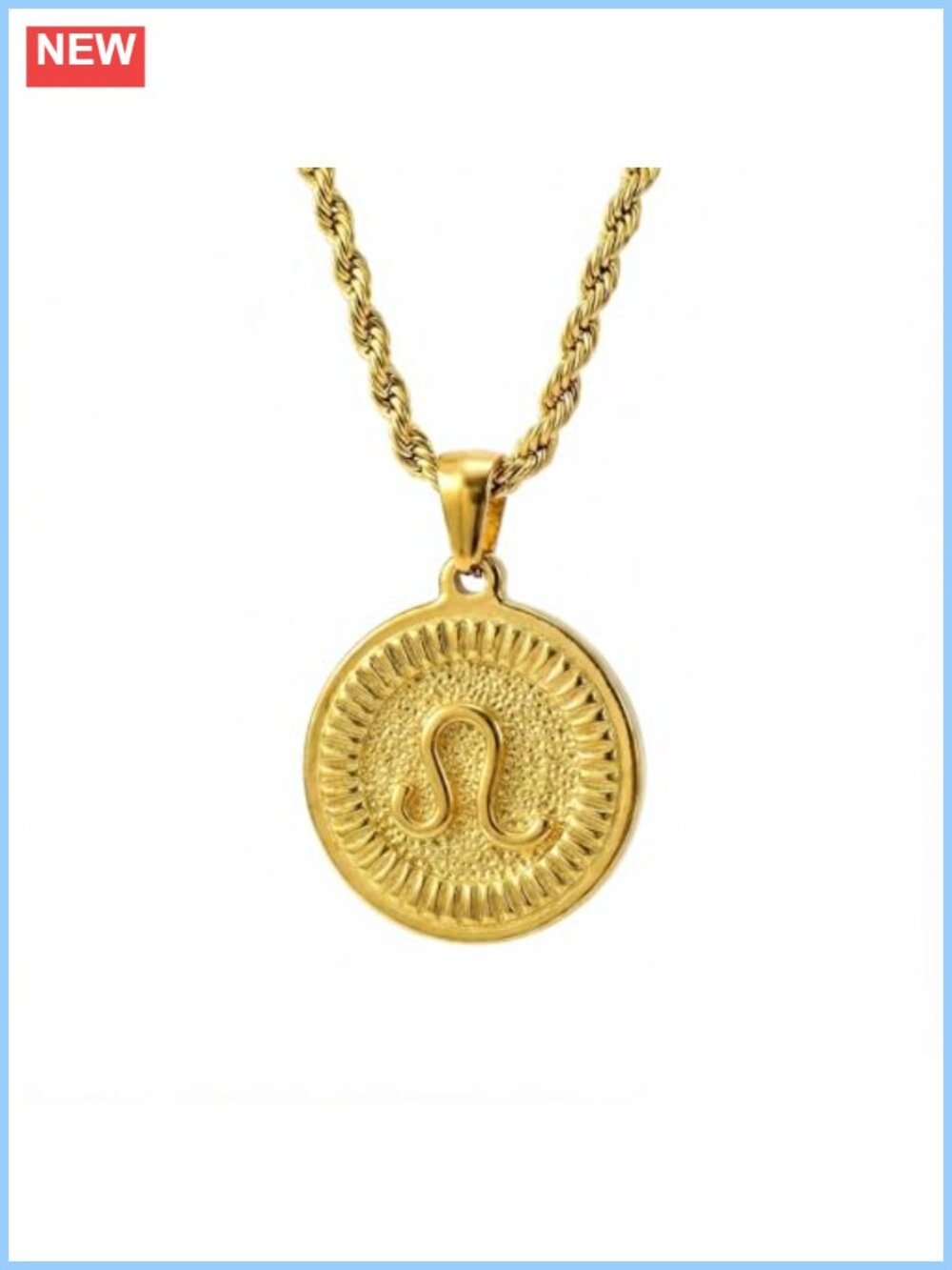 18K Gold Plated Zodiac Coin Pendant Necklace Adjustable Chain Gift Box